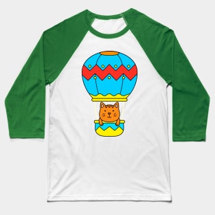 Cat in Hot Air Balloon Baseball T-Shirt